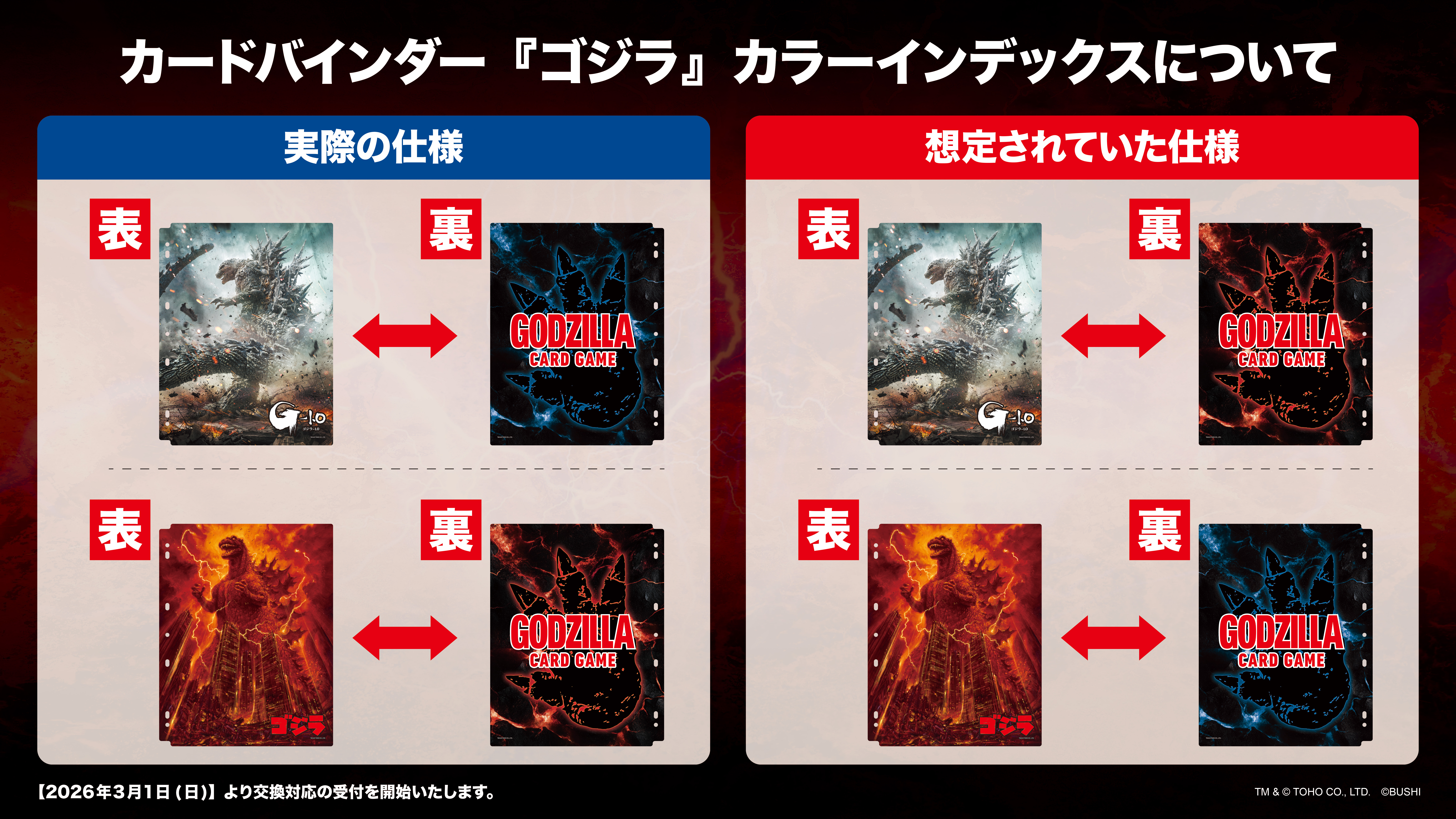 2/14(土)発売 カードバインダー『ゴジラ』付属のカラーインデックス