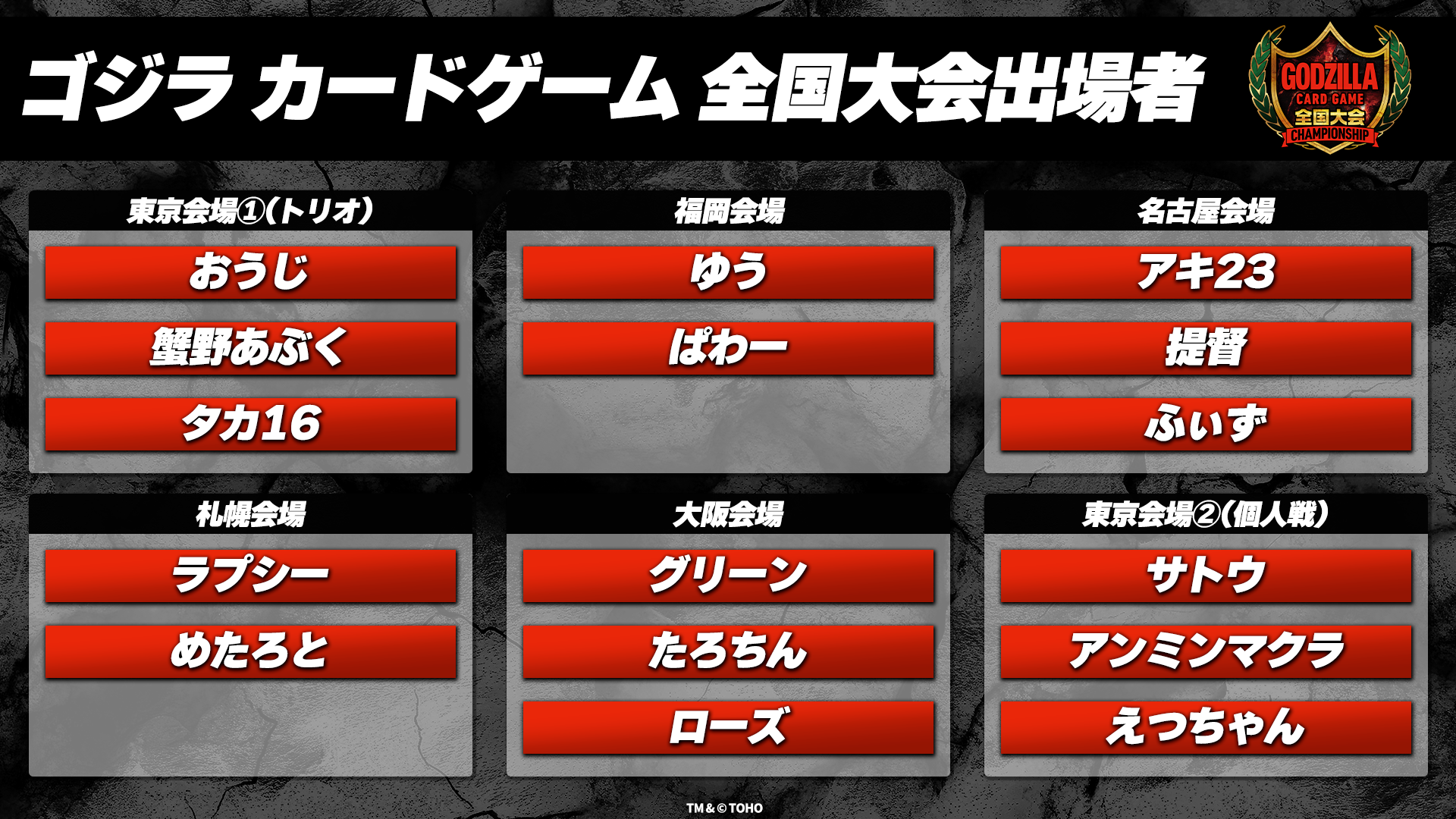 ゴジラ カードゲーム」全国大会 / NEWS - ゴジラ カードゲーム